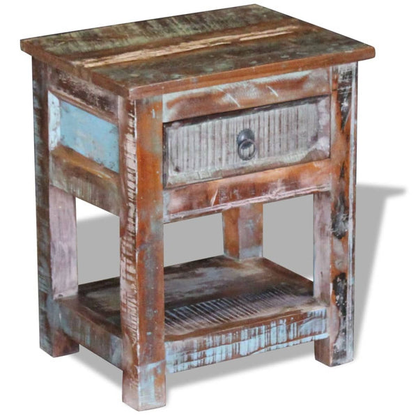 vidaXL Side Table with 1 Drawer Solid Reclaimed Wood 17"x13"x20" - Vision store of the future