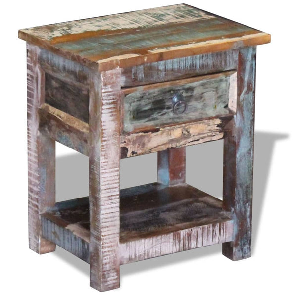 vidaXL Side Table with 1 Drawer Solid Reclaimed Wood 17"x13"x20" - Vision store of the future