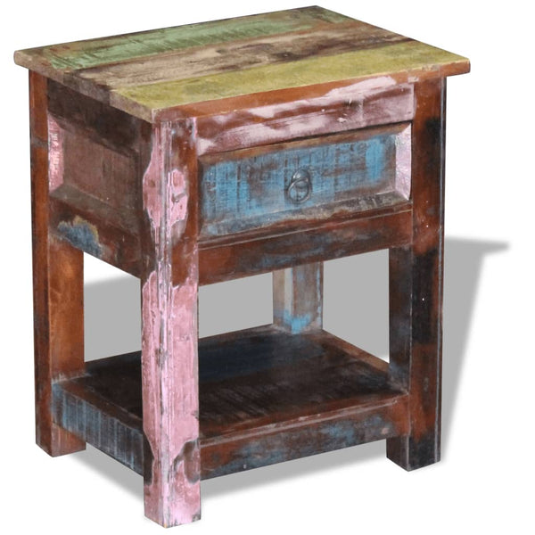 vidaXL Side Table with 1 Drawer Solid Reclaimed Wood 17"x13"x20" - Vision store of the future