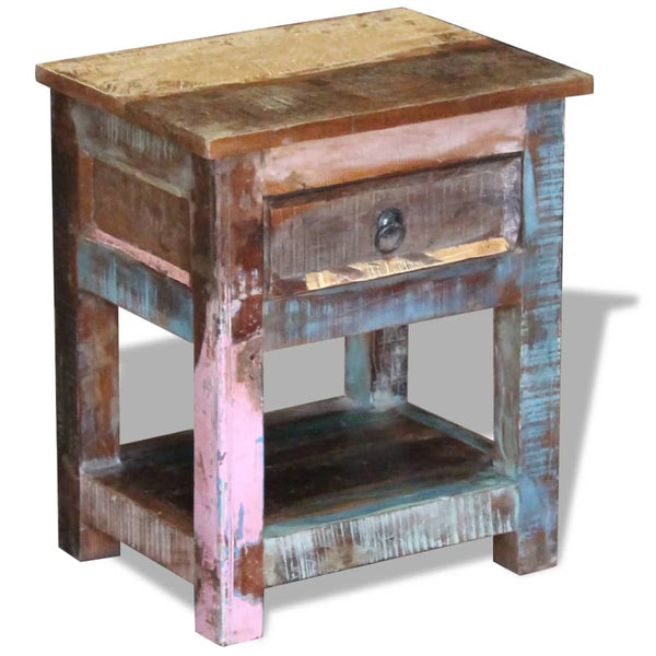 vidaXL Side Table with 1 Drawer Solid Reclaimed Wood 17"x13"x20" - Vision store of the future