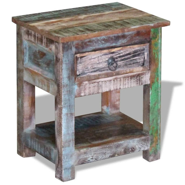 vidaXL Side Table with 1 Drawer Solid Reclaimed Wood 17"x13"x20" - Vision store of the future
