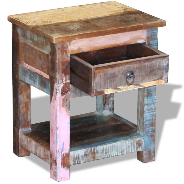 vidaXL Side Table with 1 Drawer Solid Reclaimed Wood 17"x13"x20" - Vision store of the future