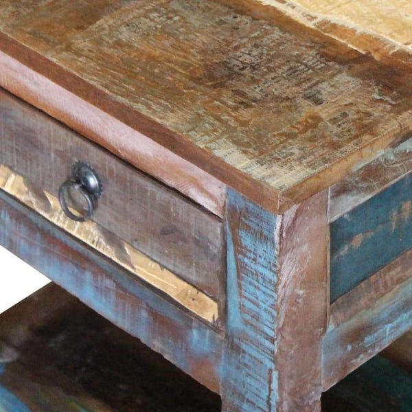 vidaXL Side Table with 1 Drawer Solid Reclaimed Wood 17"x13"x20" - Vision store of the future