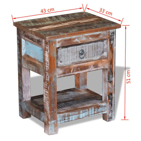 vidaXL Side Table with 1 Drawer Solid Reclaimed Wood 17"x13"x20" - Vision store of the future