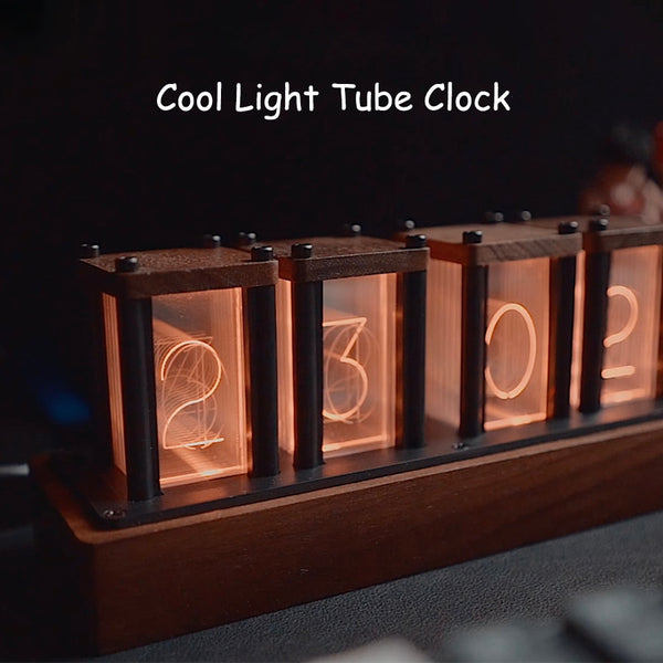 Vintage Glow Tube Clock - LED Luminous Tube Clock Retro RGB Pseudo Diy Desktop Ornaments Creative Digital Display for Girl Gift - Vision store of the future