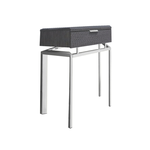 12.75" x 18.25" x 23" Grey Finish and Chrome Metal Accent Table - Vision store of the future