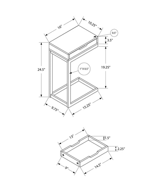 16" X 10.25" X 24.5" Black Metal With A Drawer Accent Table - Vision store of the future