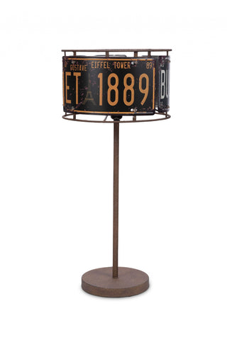 Set of 2 Distressed Metal License Plate Table Lamp - Vision store of the future