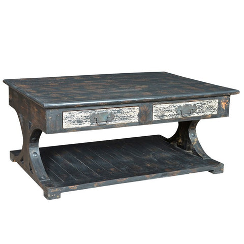 Teal Distressed Storage Coffee Table - Vision store of the future