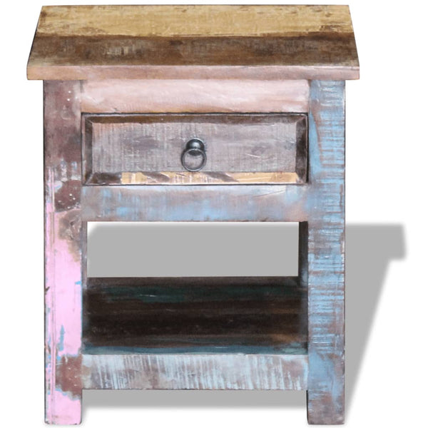 vidaXL Side Table with 1 Drawer Solid Reclaimed Wood 17"x13"x20" - Vision store of the future