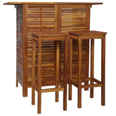 vidaXL 3 Piece Bar Table and Chair Set Solid Acacia Wood - Vision store of the future