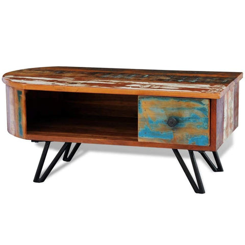 vidaXL Coffee Table with Iron Pin Legs Solid Reclaimed Wood - Vision store of the future