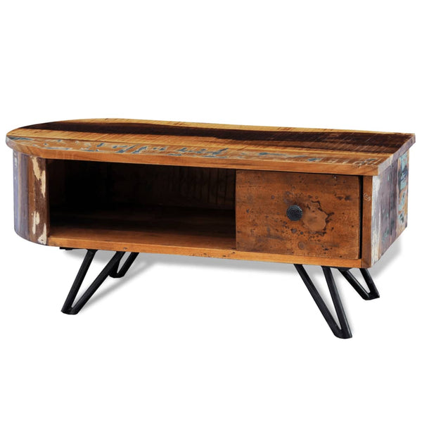 vidaXL Coffee Table with Iron Pin Legs Solid Reclaimed Wood - Vision store of the future