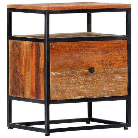 vidaXL Bedside Cabinet 15.8"x11.8"x19.7" Solid Reclaimed Wood and Steel - Vision store of the future
