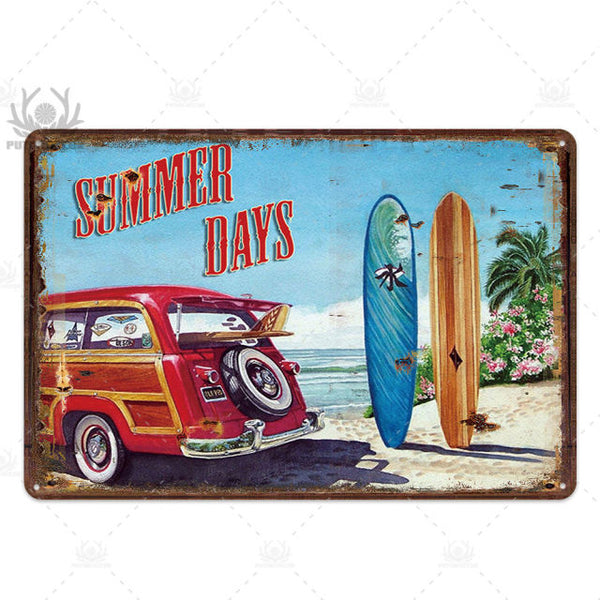 Beach Tin Sign Plaque Metal Vintage Summer Metal Wall Sign Beach Decor for Beach Bar Beach House Seaside Decorative Plate - Vision store of the future