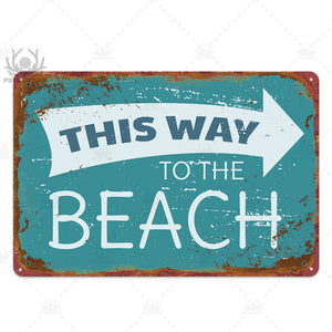 Beach Tin Sign Plaque Metal Vintage Summer Metal Wall Sign Beach Decor for Beach Bar Beach House Seaside Decorative Plate - Vision store of the future