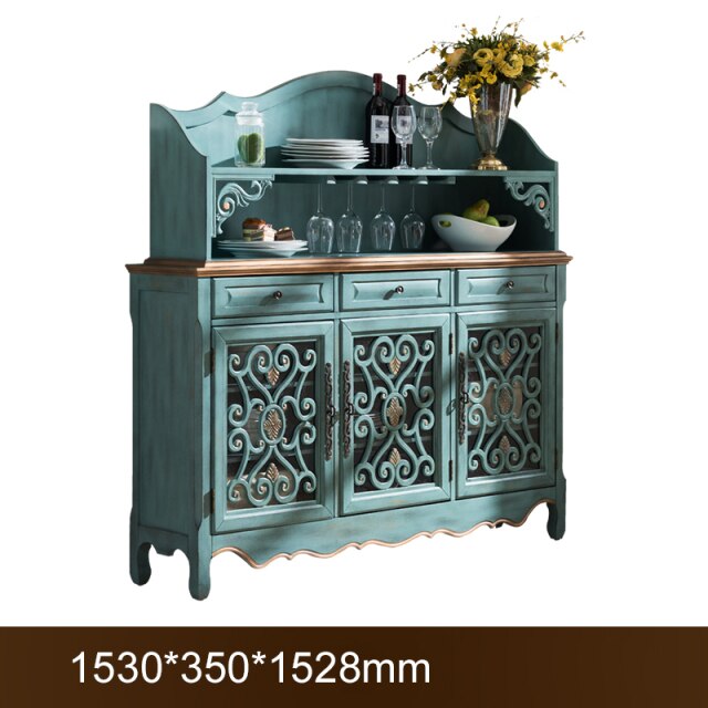 American Retro Old Side Cabinets Mediterranean Style Three Buckets Three Door Porch Cabinet Living Room Kitchen Storage Cabinet - Vision store of the future