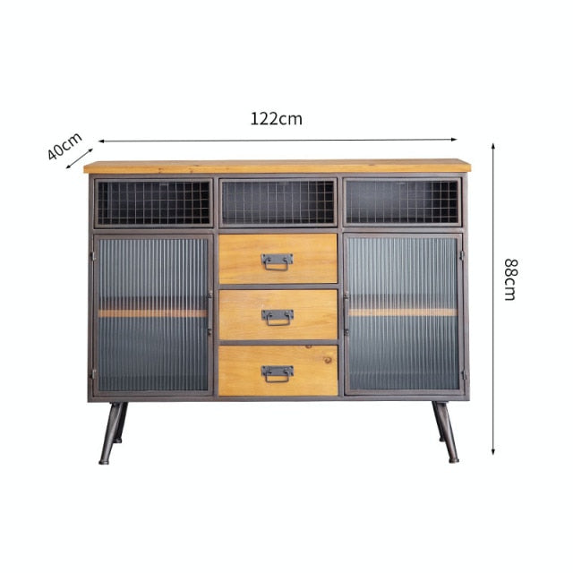 Industrial Style Furniture Drawers Retro Wrought Iron Sideboard Household Tea Cabinet Solid Wood Restaurant Bar Storage - Vision store of the future
