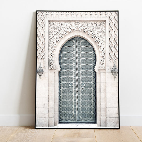 Boho Moroccan Door Marrakesh Wall Art Print Canvas Painting Blue Green Bohemian Beige Pictures Posters Living Room Home Decor - Vision store of the future