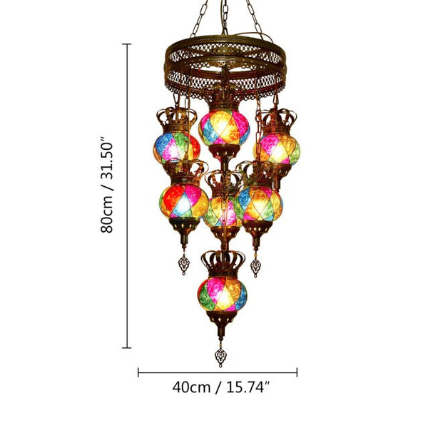 Artpad 1/7 Big Globe Turkish Mosaic Chandelier Ceiling Moroccan Living Room Bedroom Colorful Glass Chandelier Lamp Lighting - Vision store of the future