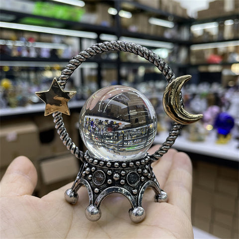 Star Moon Crown Metal Crystal Ball Holder Magic Sphere Display Stand Desktop Ornaments Photography Props - Vision store of the future