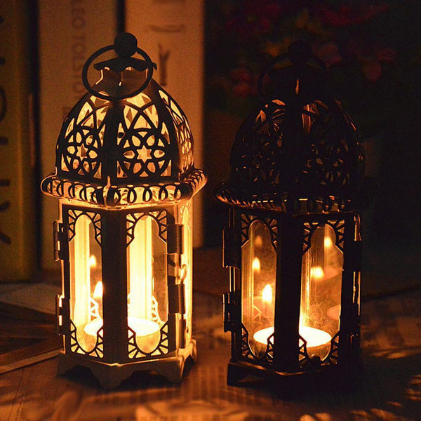 Moroccan Style Candle Holders Votive Candle Holder Hanging Lantern Iron Stain Glass Lantern Candlestick Home Decor подсвечник - Vision store of the future