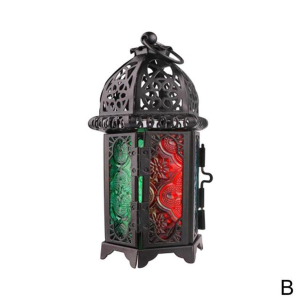 Moroccan Style Candle Holders Votive Candle Holder Hanging Lantern Iron Stain Glass Lantern Candlestick Home Decor подсвечник - Vision store of the future