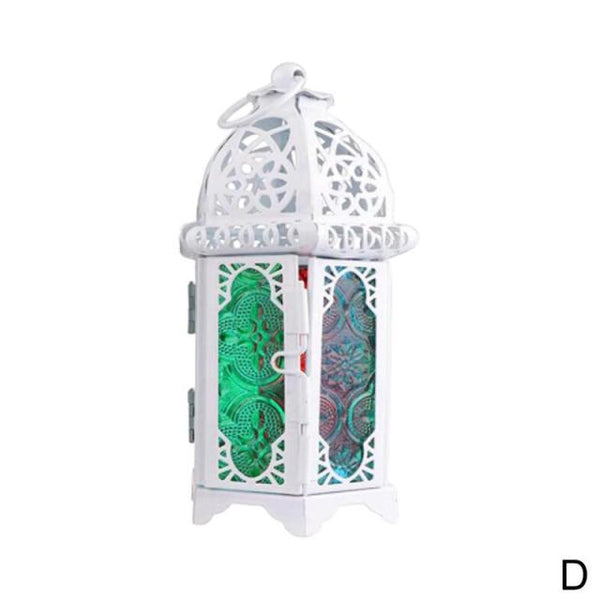 Moroccan Style Candle Holders Votive Candle Holder Hanging Lantern Iron Stain Glass Lantern Candlestick Home Decor подсвечник - Vision store of the future