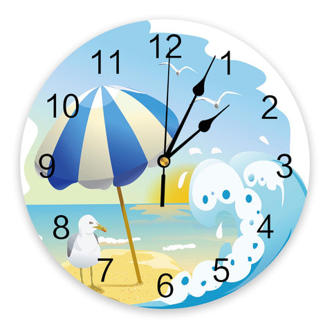 Beach Seagull Dusk Flying Bird Wall Clock Modern Design Living Room Decoration Wall Ornament Digital Wall Clock - Vision store of the future