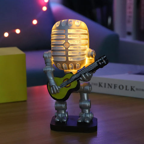 Microphone Guitar Robot Lamp Home Decoration Retro Solar Garden Ornaments Steampunk Outdoor Courtyard Lighting Resin Statue - Vision store of the future