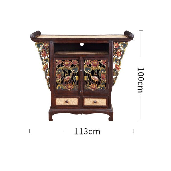 Southeast Asian living room wall porch cabinet Thailand retro solid wood decorative storage cabinet partition wall furniture - Vision store of the future