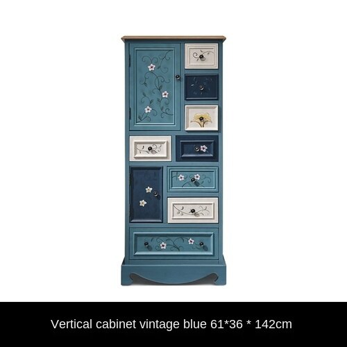 old Mediterranean drawer cabinet American country cabinet solid wood color storage high cabinet side cabinet living room - Vision store of the future