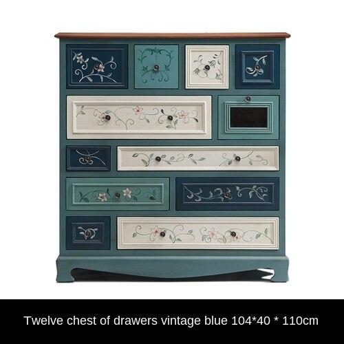 old Mediterranean drawer cabinet American country cabinet solid wood color storage high cabinet side cabinet living room - Vision store of the future